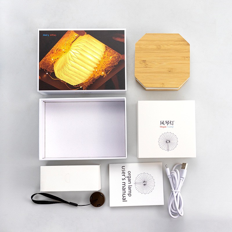 年會跨境禮品 可翻轉usb充電木質風琴燈企業定 制禮品燈 led書燈